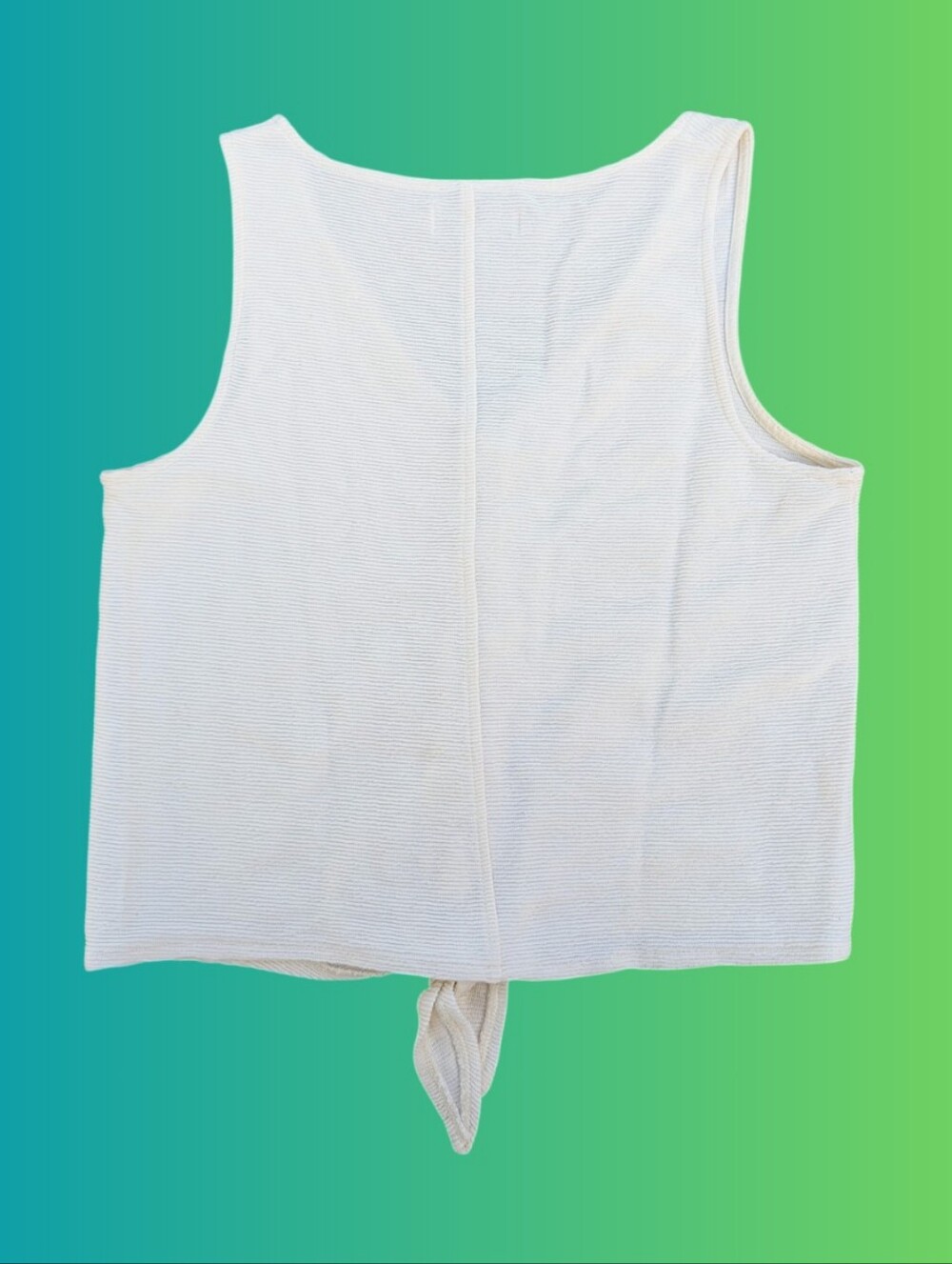 Madewell Texture and Thread Cropped Button Down Tie Front Tank Top - ivory - M - Picture 6 of 9